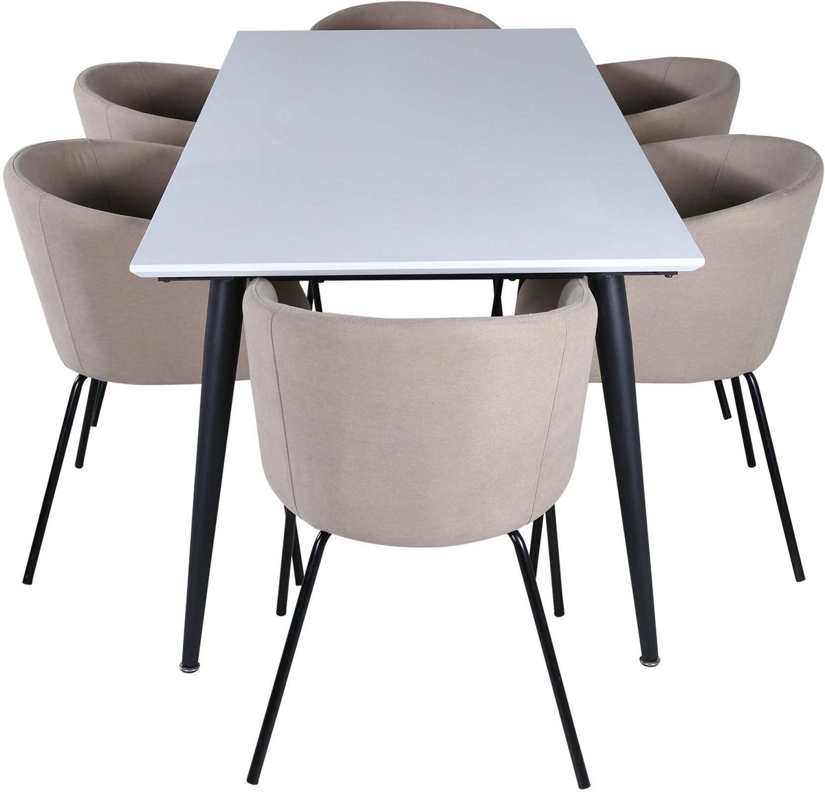 Jimmy Esszimmerset + Berit 195cm/6St. in Beige, Schwarz präsentiert im Onlineshop von KAQTU Design AG. Esszimmerset ist von Venture Home
