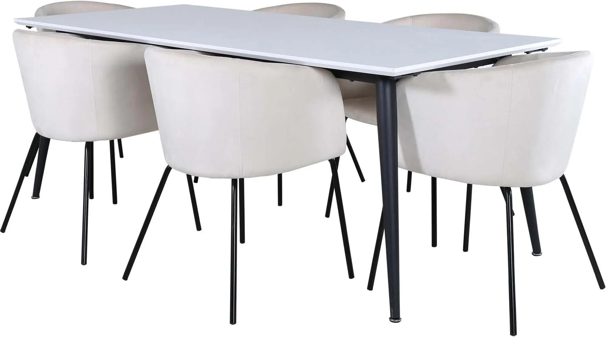 Elegantes Jimmy Esszimmerset 195cm mit 6 Berit Stühlen von Venture Home.