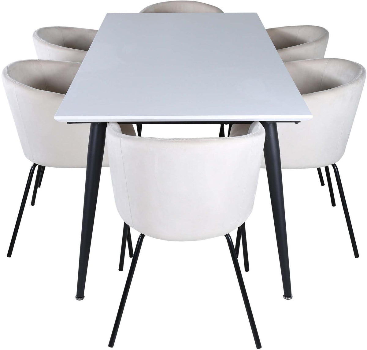 Jimmy Esszimmerset + Berit 195cm/6St. in Beige, Schwarz präsentiert im Onlineshop von KAQTU Design AG. Esszimmerset ist von Venture Home
