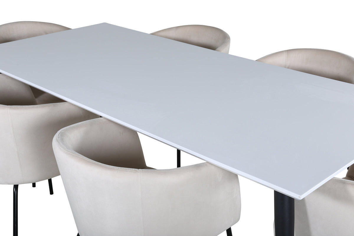 Jimmy Esszimmerset + Berit 195cm/6St. in Beige, Schwarz präsentiert im Onlineshop von KAQTU Design AG. Esszimmerset ist von Venture Home
