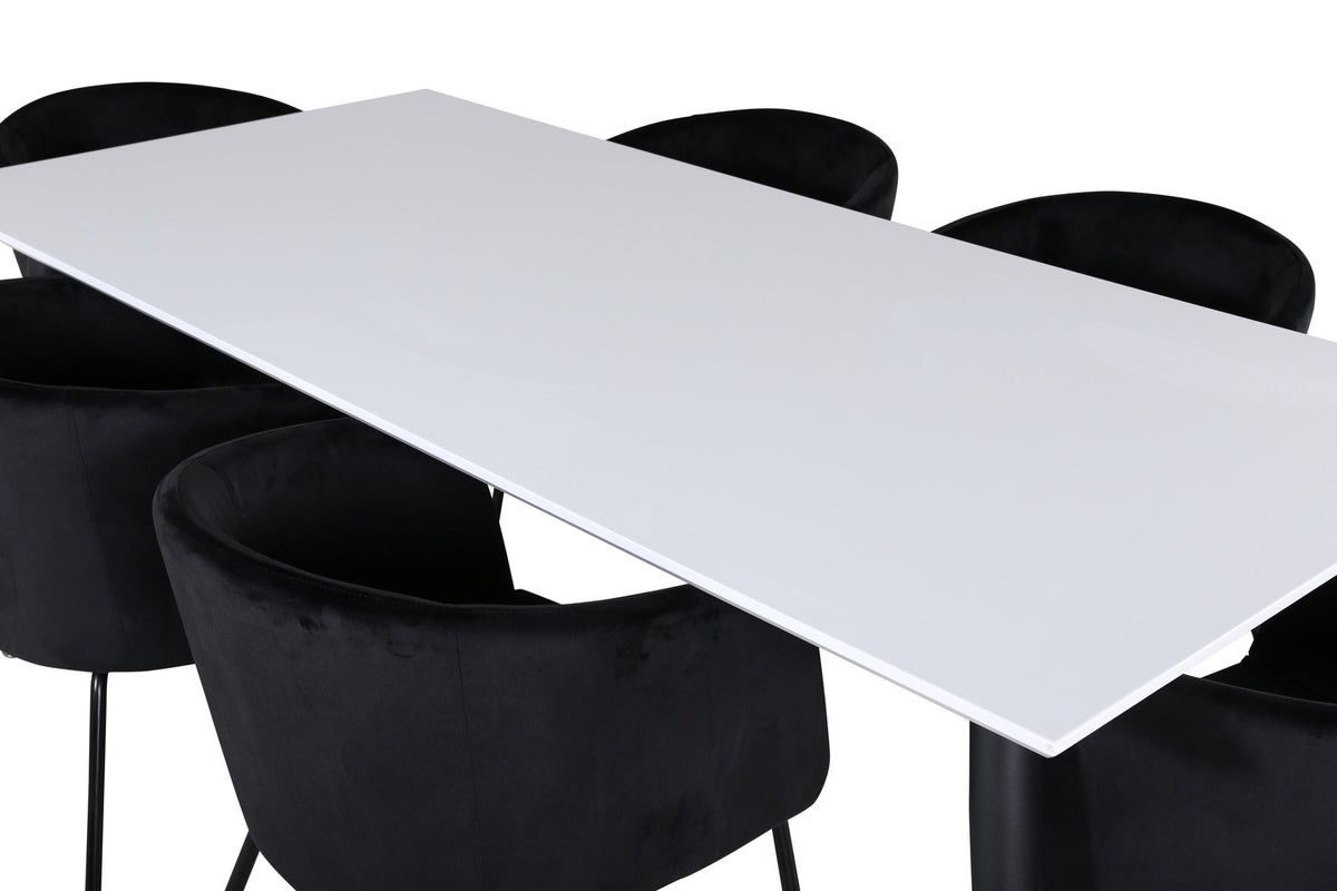 Jimmy Esszimmerset + Berit 195cm/6St. in Schwarz präsentiert im Onlineshop von KAQTU Design AG. Esszimmerset ist von Venture Home