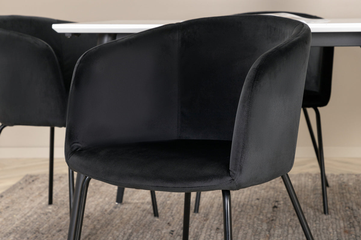 Jimmy Esszimmerset + Berit 195cm/6St. in Schwarz präsentiert im Onlineshop von KAQTU Design AG. Esszimmerset ist von Venture Home