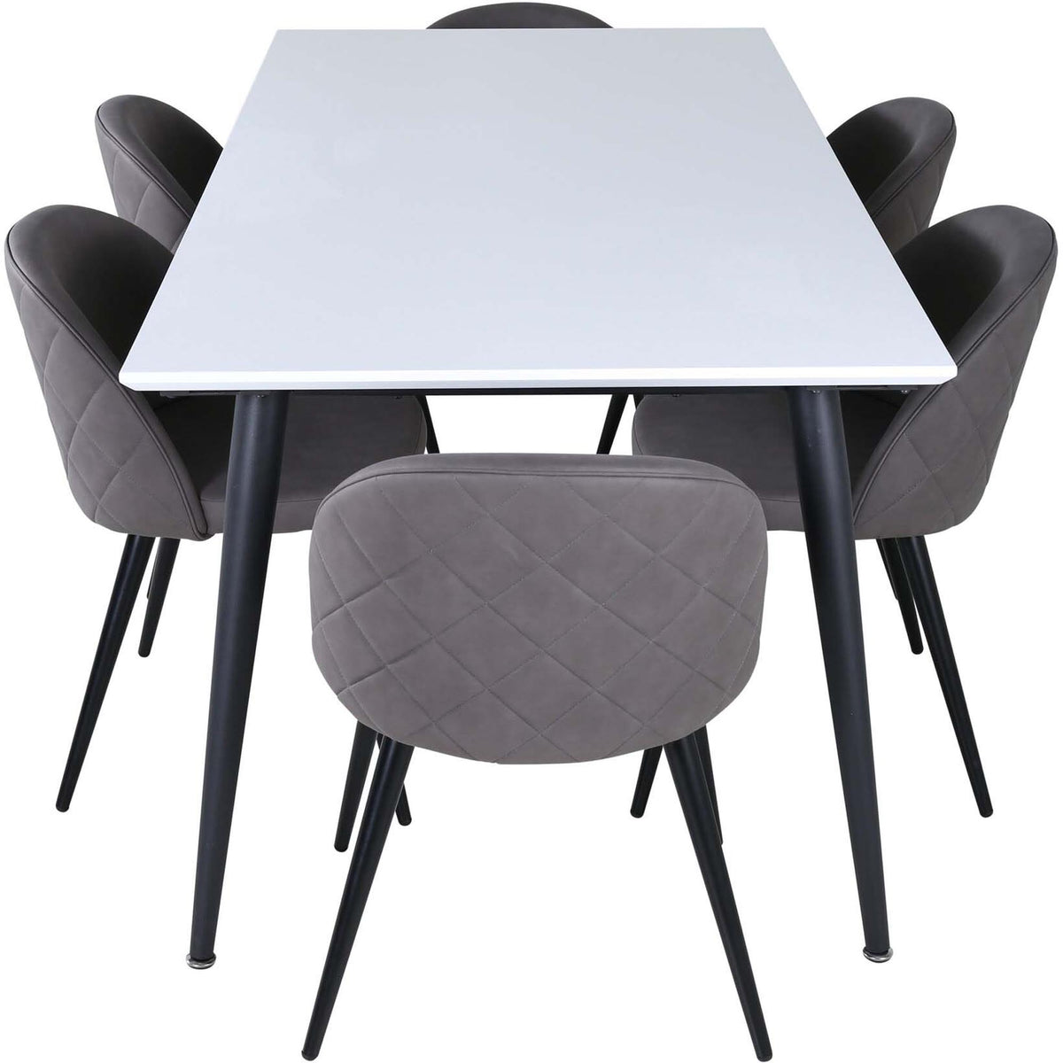 Jimmy Esszimmerset + Velvet 195cm/6St. in Schwarzgrau präsentiert im Onlineshop von KAQTU Design AG. Esszimmerset ist von Venture Home