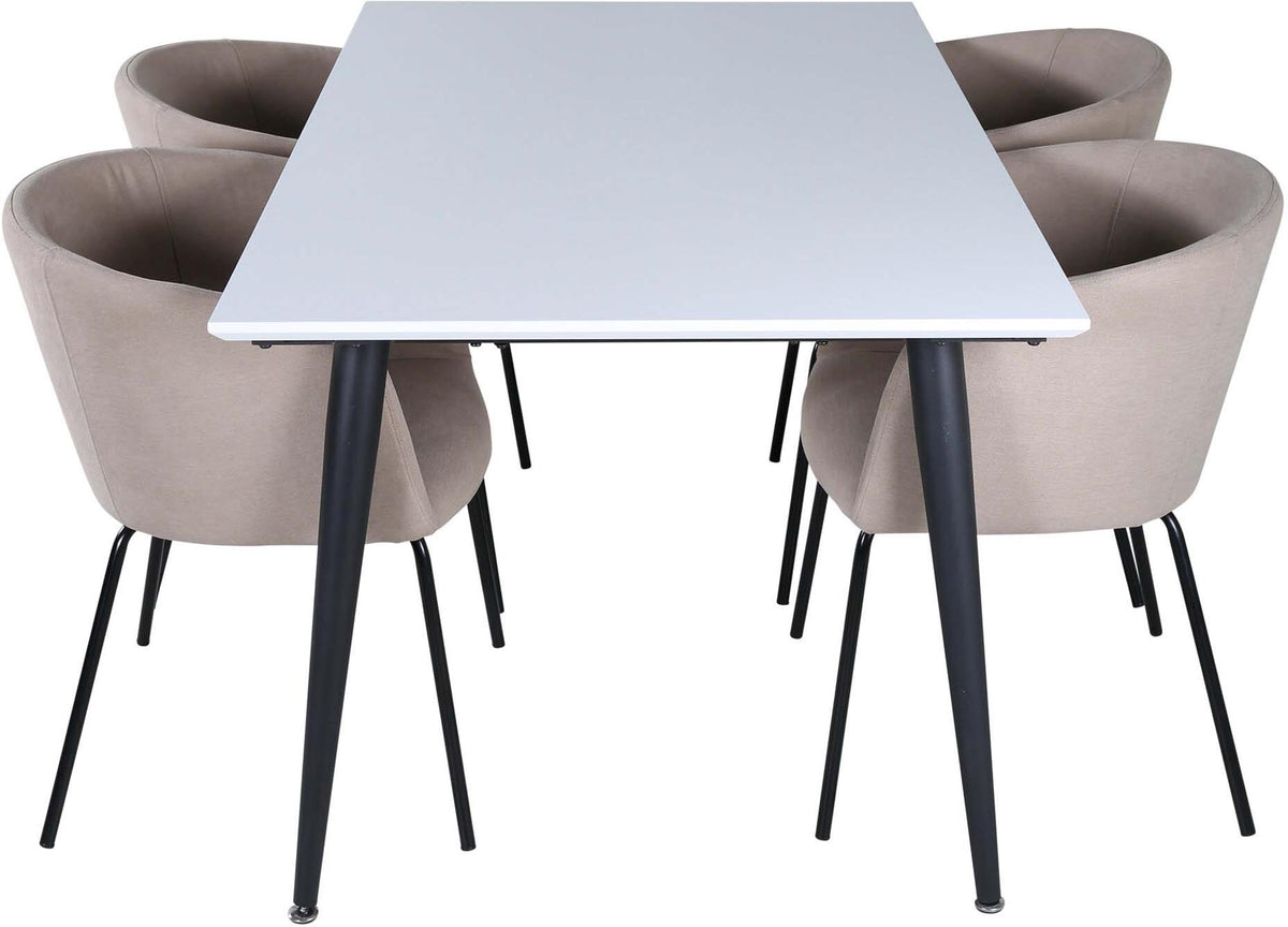Jimmy Esszimmerset + Berit 150cm/4St. in Beige, Schwarz präsentiert im Onlineshop von KAQTU Design AG. Esszimmerset ist von Venture Home