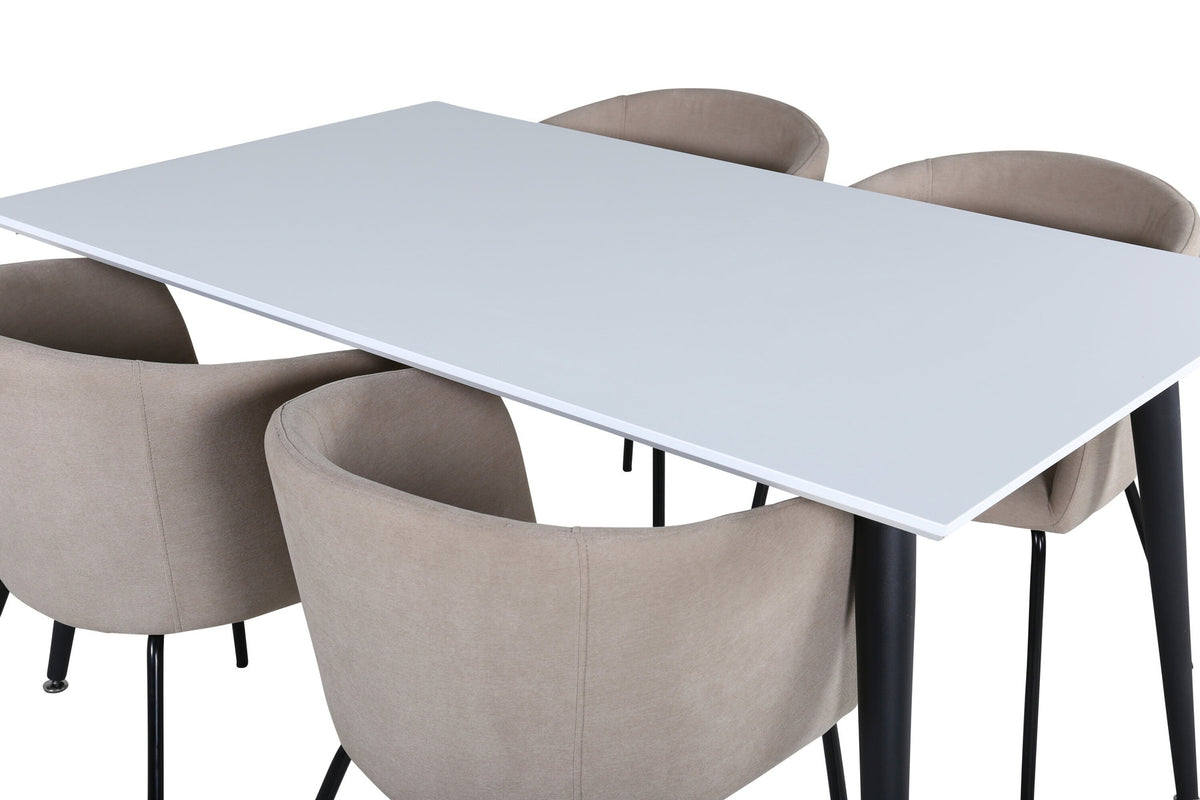Jimmy Esszimmerset + Berit 150cm/4St. in Beige, Schwarz präsentiert im Onlineshop von KAQTU Design AG. Esszimmerset ist von Venture Home