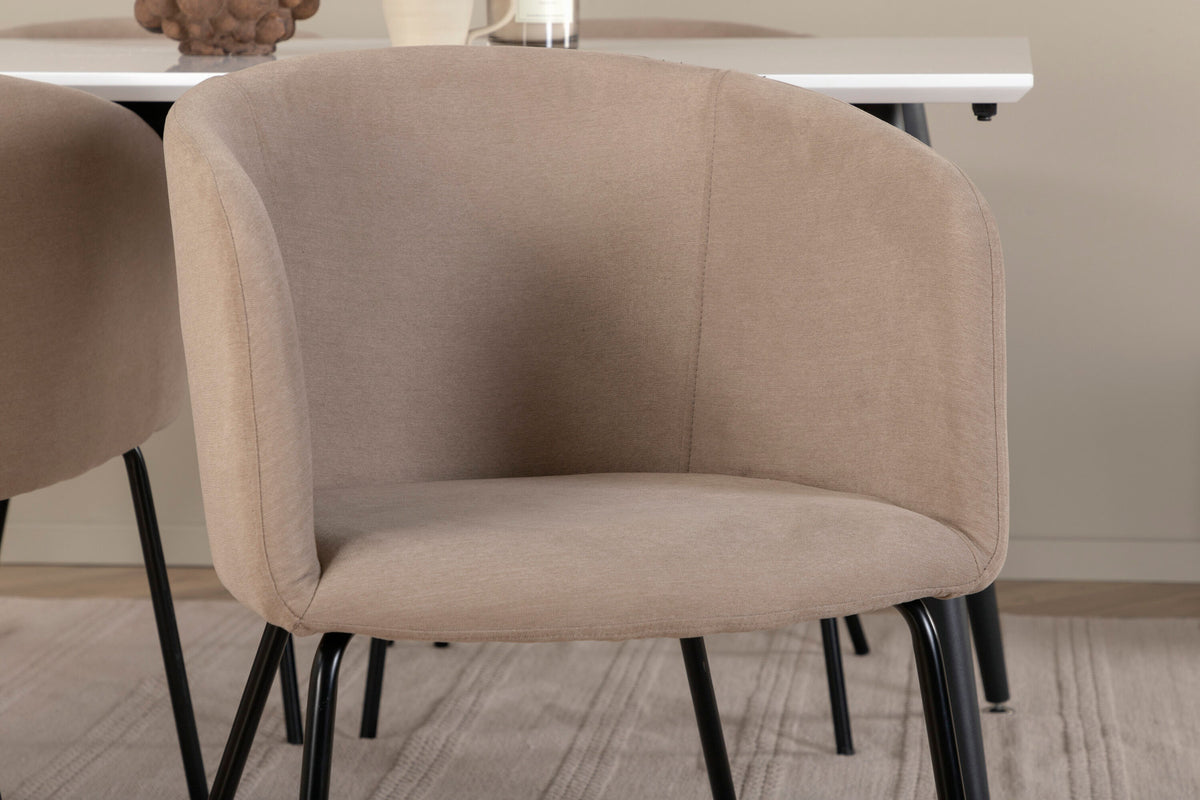 Jimmy Esszimmerset + Berit 150cm/4St. in Beige, Schwarz präsentiert im Onlineshop von KAQTU Design AG. Esszimmerset ist von Venture Home