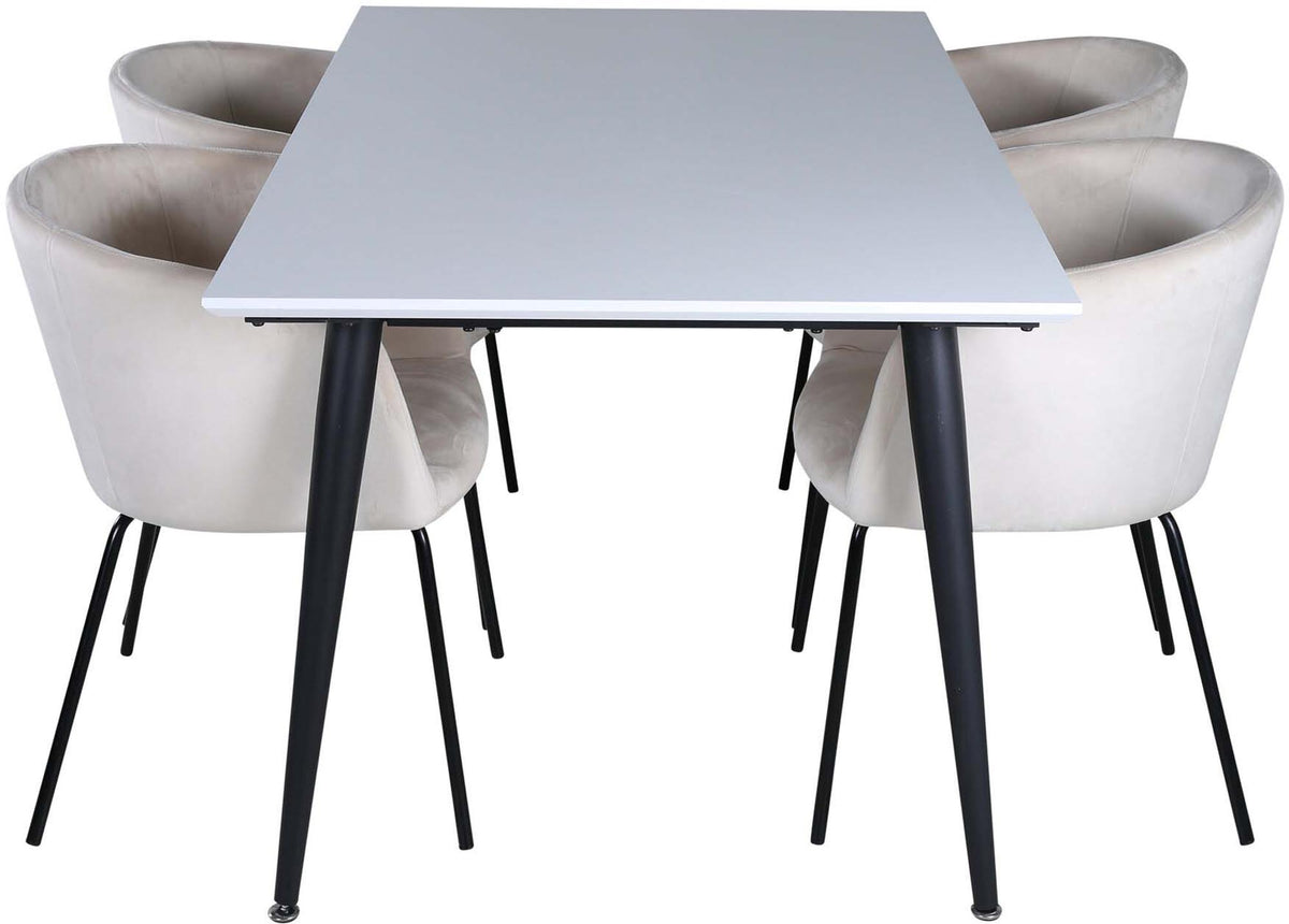 Jimmy Esszimmerset + Berit 150cm/4St. in Beige, Schwarz präsentiert im Onlineshop von KAQTU Design AG. Esszimmerset ist von Venture Home