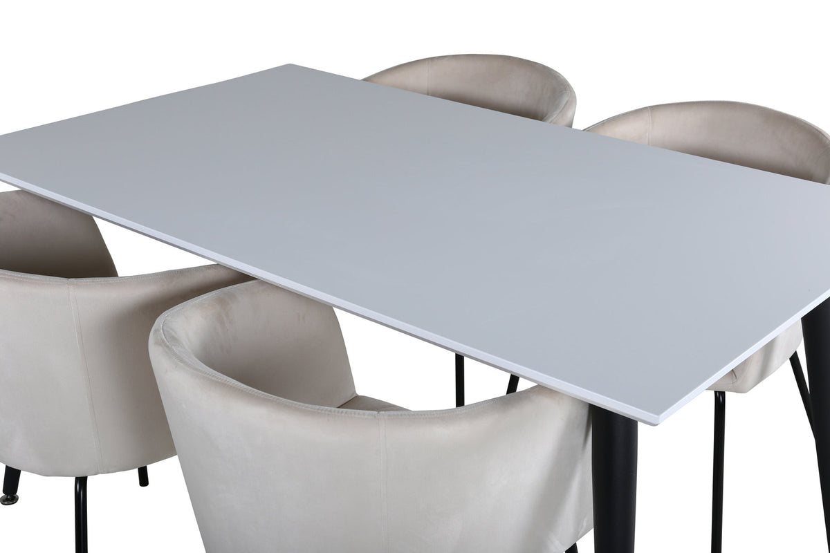 Jimmy Esszimmerset + Berit 150cm/4St. in Beige, Schwarz präsentiert im Onlineshop von KAQTU Design AG. Esszimmerset ist von Venture Home