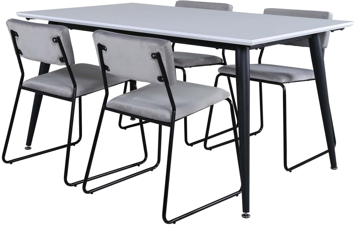 Jimmy Esszimmerset + Kenth 150cm/4St. in Schwarz / Hellgrau präsentiert im Onlineshop von KAQTU Design AG. Esszimmerset ist von Venture Home