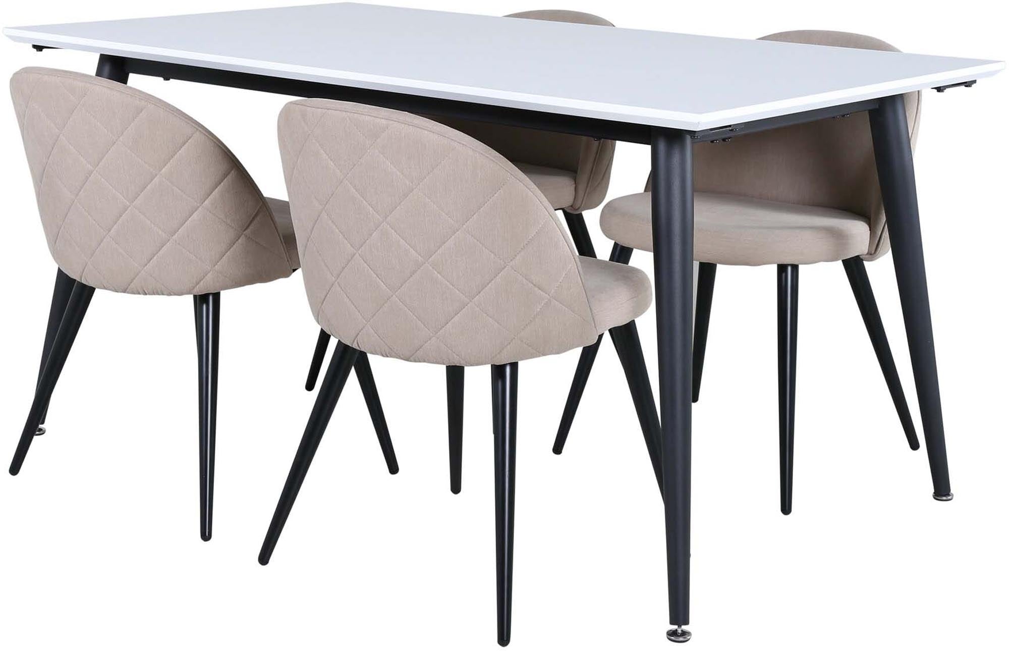 Jimmy Esszimmerset + Velvet 150cm/4St. in Beige, Schwarz präsentiert im Onlineshop von KAQTU Design AG. Esszimmerset ist von Venture Home