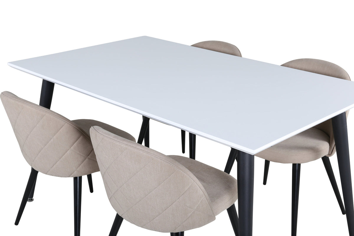 Jimmy Esszimmerset + Velvet 150cm/4St. in Beige, Schwarz präsentiert im Onlineshop von KAQTU Design AG. Esszimmerset ist von Venture Home