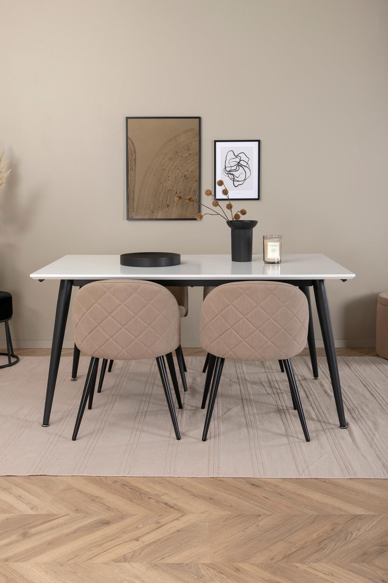 Jimmy Esszimmerset + Velvet 150cm/4St. in Beige, Schwarz präsentiert im Onlineshop von KAQTU Design AG. Esszimmerset ist von Venture Home