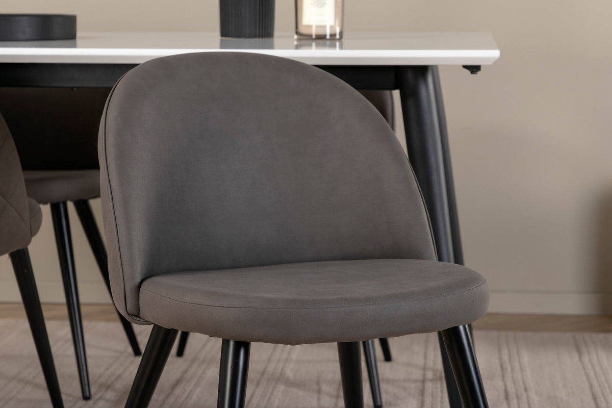 Jimmy Esszimmerset + Velvet 150cm/4St. in Schwarzgrau präsentiert im Onlineshop von KAQTU Design AG. Esszimmerset ist von Venture Home