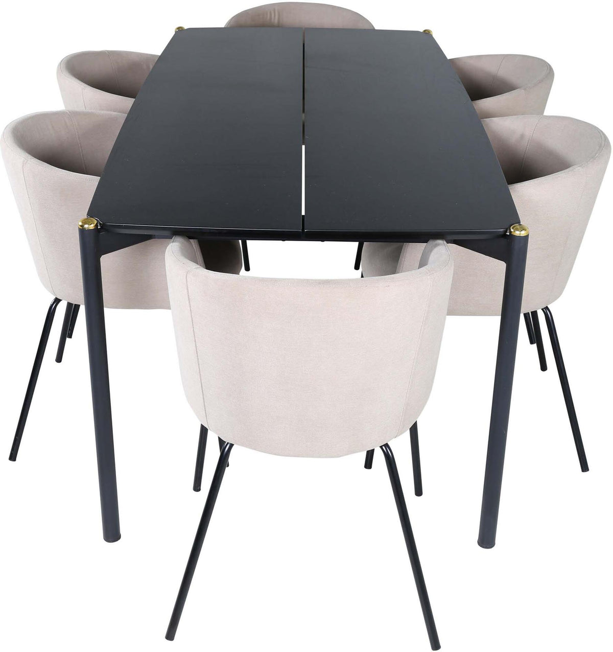 Pelle Esszimmerset + Berit 190cm/6St. in Beige, Schwarz präsentiert im Onlineshop von KAQTU Design AG. Esszimmerset ist von Venture Home