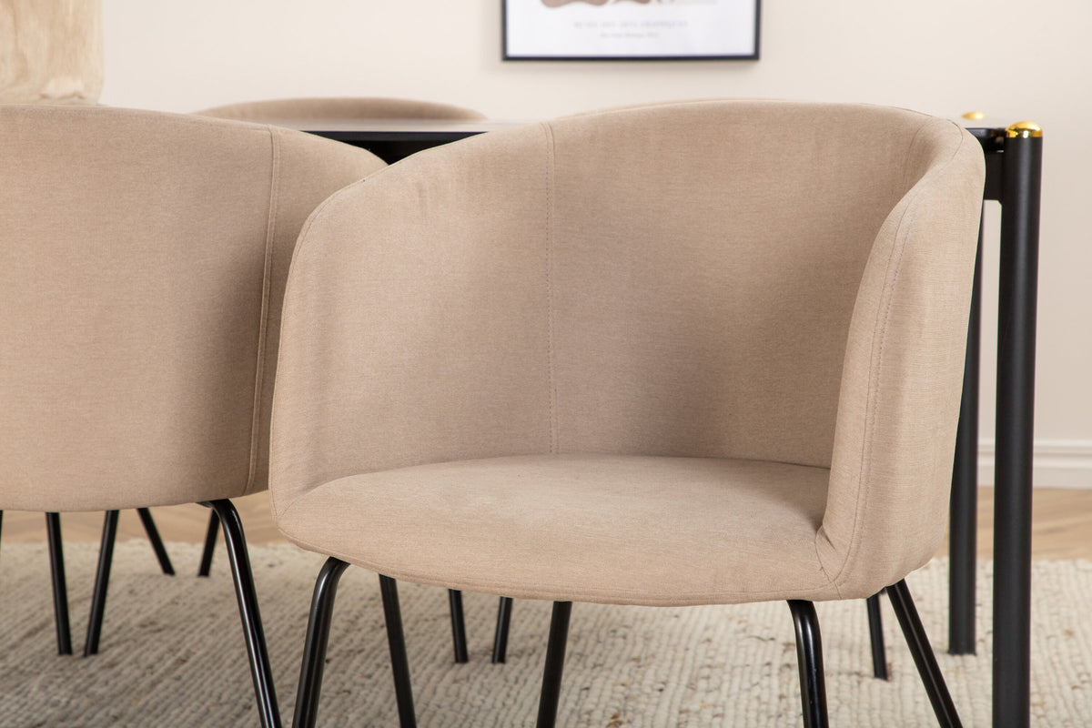 Pelle Esszimmerset + Berit 190cm/6St. in Beige, Schwarz präsentiert im Onlineshop von KAQTU Design AG. Esszimmerset ist von Venture Home