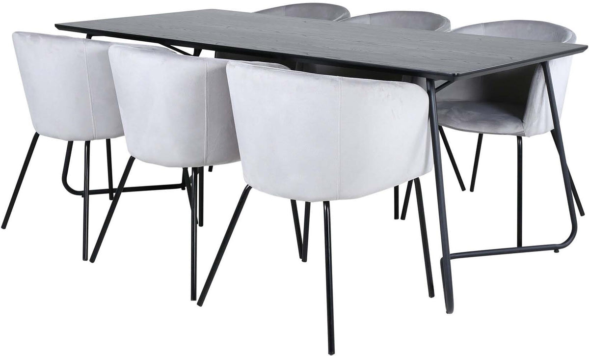 Petra Esszimmerset + Berit 190cm/6St. in Schwarzgrau präsentiert im Onlineshop von KAQTU Design AG. Esszimmerset ist von Venture Home