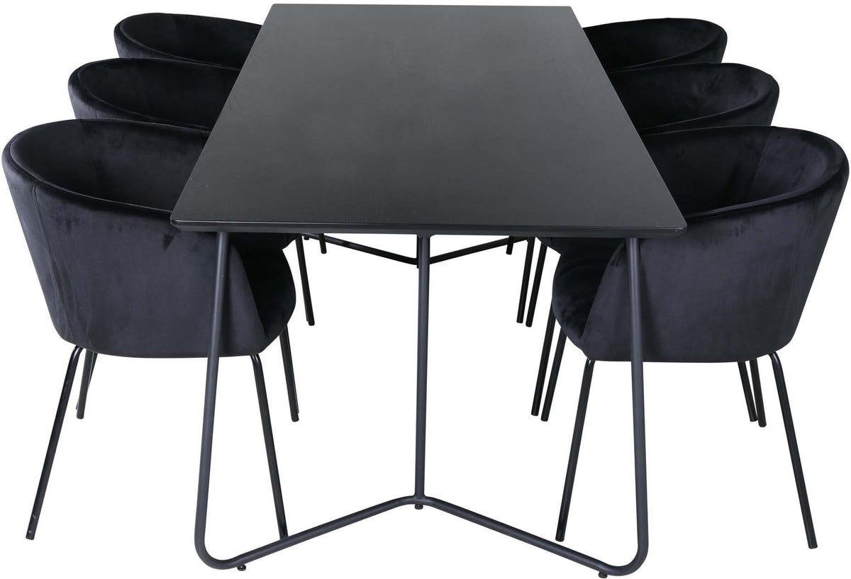 Petra Esszimmerset + Berit 190cm/6St. in Schwarz präsentiert im Onlineshop von KAQTU Design AG. Esszimmerset ist von Venture Home