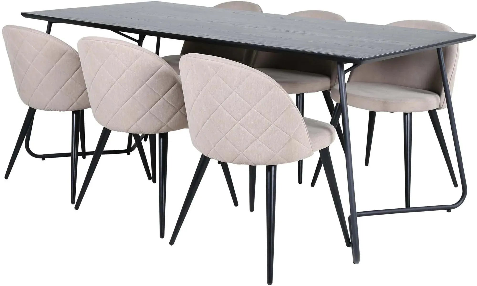 Elegantes Petra Esszimmerset: 190cm Tisch, 6 Velvet Stitches-Stühle, skandinavisches Design, Komfort & Stil.
