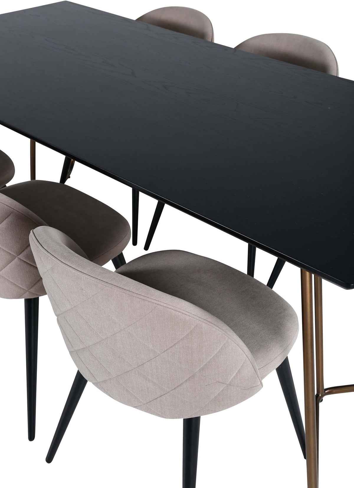 Petra Esszimmerset + Velvet 190cm/6St. in Schwarz / Kufper präsentiert im Onlineshop von KAQTU Design AG. Esszimmerset ist von Venture Home