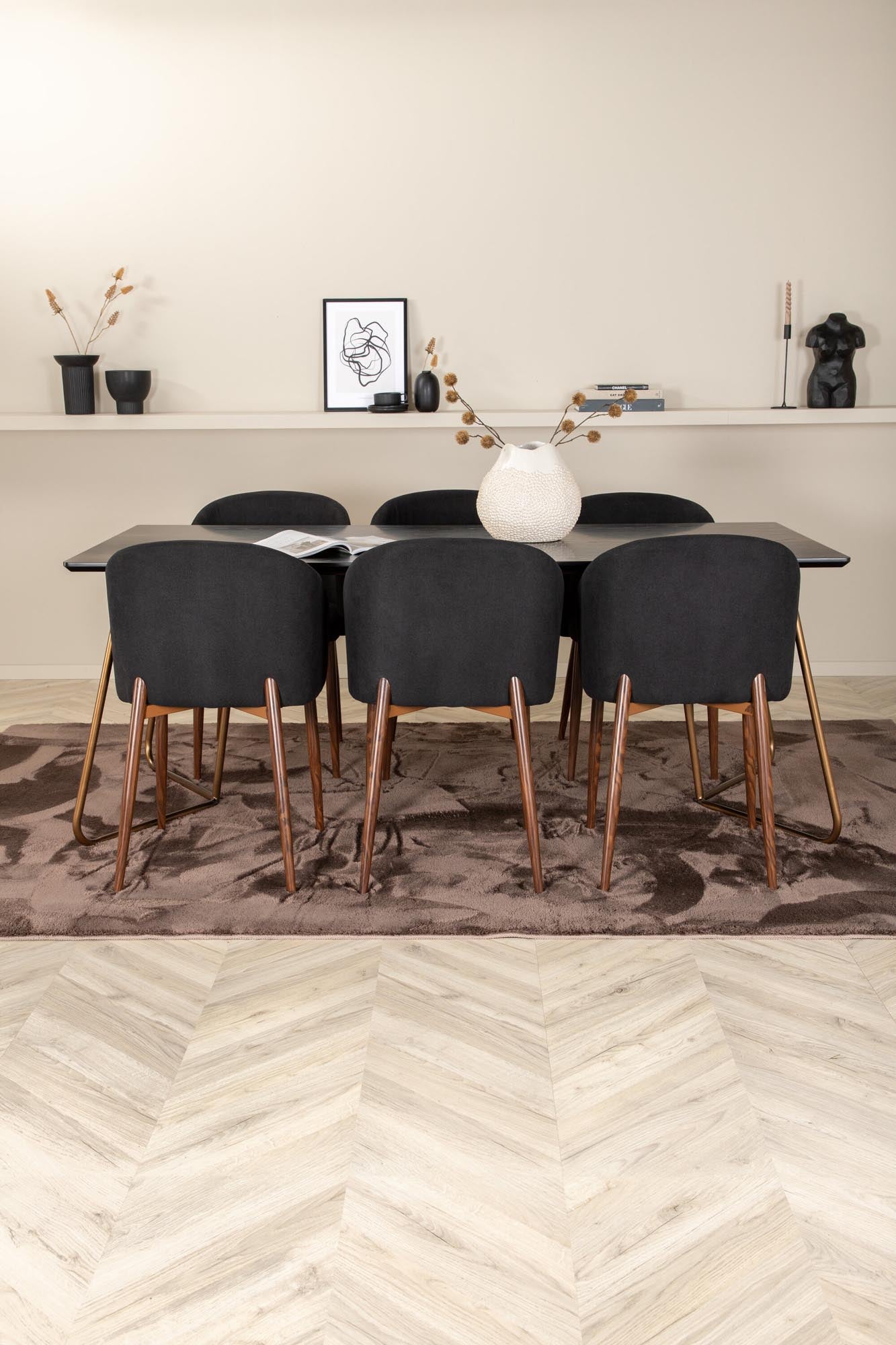 Petra Esszimmerset + Arch 190cm/6St. in Schwarz präsentiert im Onlineshop von KAQTU Design AG. Esszimmerset ist von Venture Home