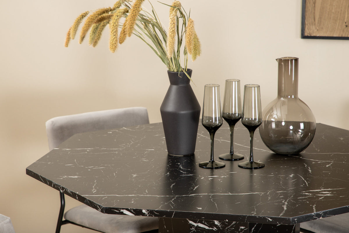 Marbs Esszimmerset + Kenth ⌀110cm/4St. in Schwarz / Hellgrau präsentiert im Onlineshop von KAQTU Design AG. Esszimmerset ist von Venture Home