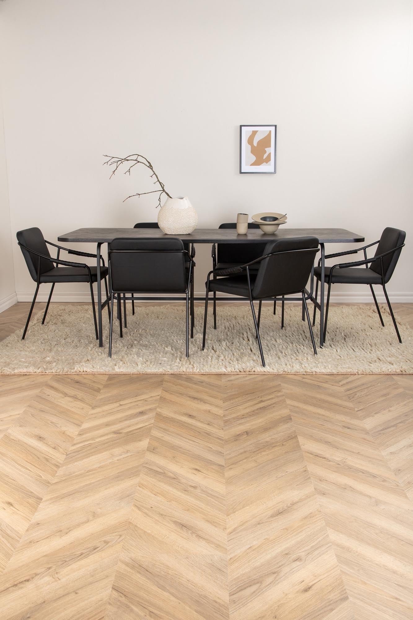 Uno Esszimmerset + Tvist 200cm/6St. in Schwarz präsentiert im Onlineshop von KAQTU Design AG. Esszimmerset ist von Venture Home