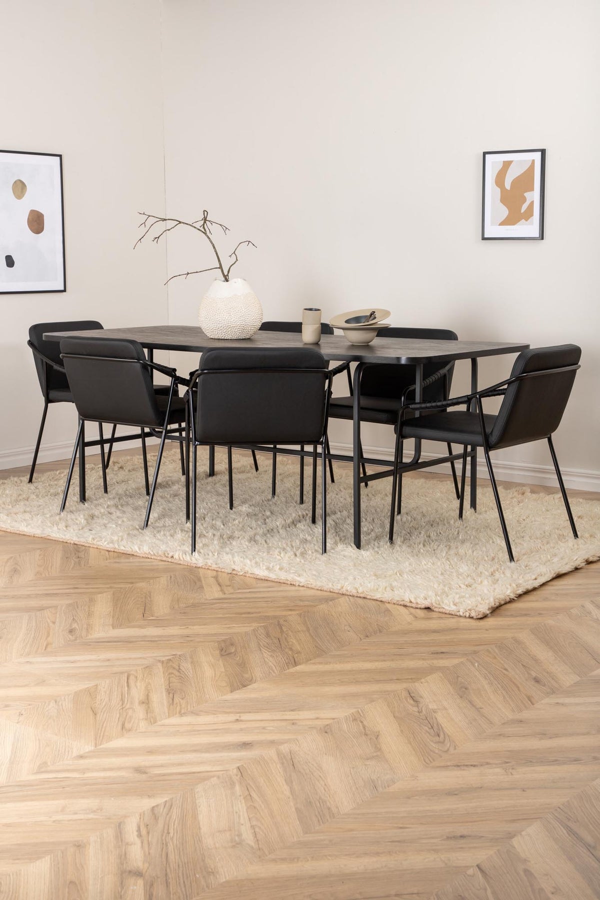 Uno Esszimmerset + Tvist 200cm/6St. in Schwarz präsentiert im Onlineshop von KAQTU Design AG. Esszimmerset ist von Venture Home
