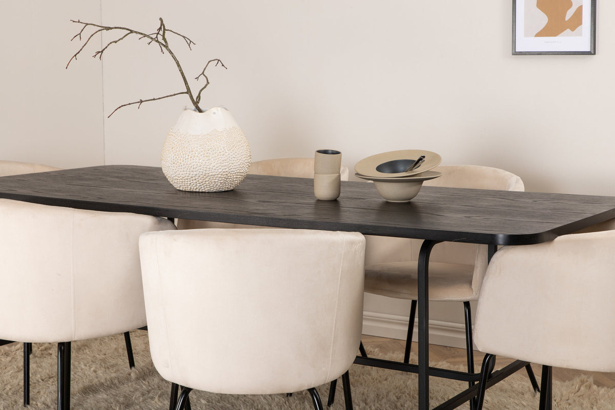 Uno Esszimmerset + Berit 200cm/6St. in Braun / Beige / Schwarz präsentiert im Onlineshop von KAQTU Design AG. Esszimmerset ist von Venture Home