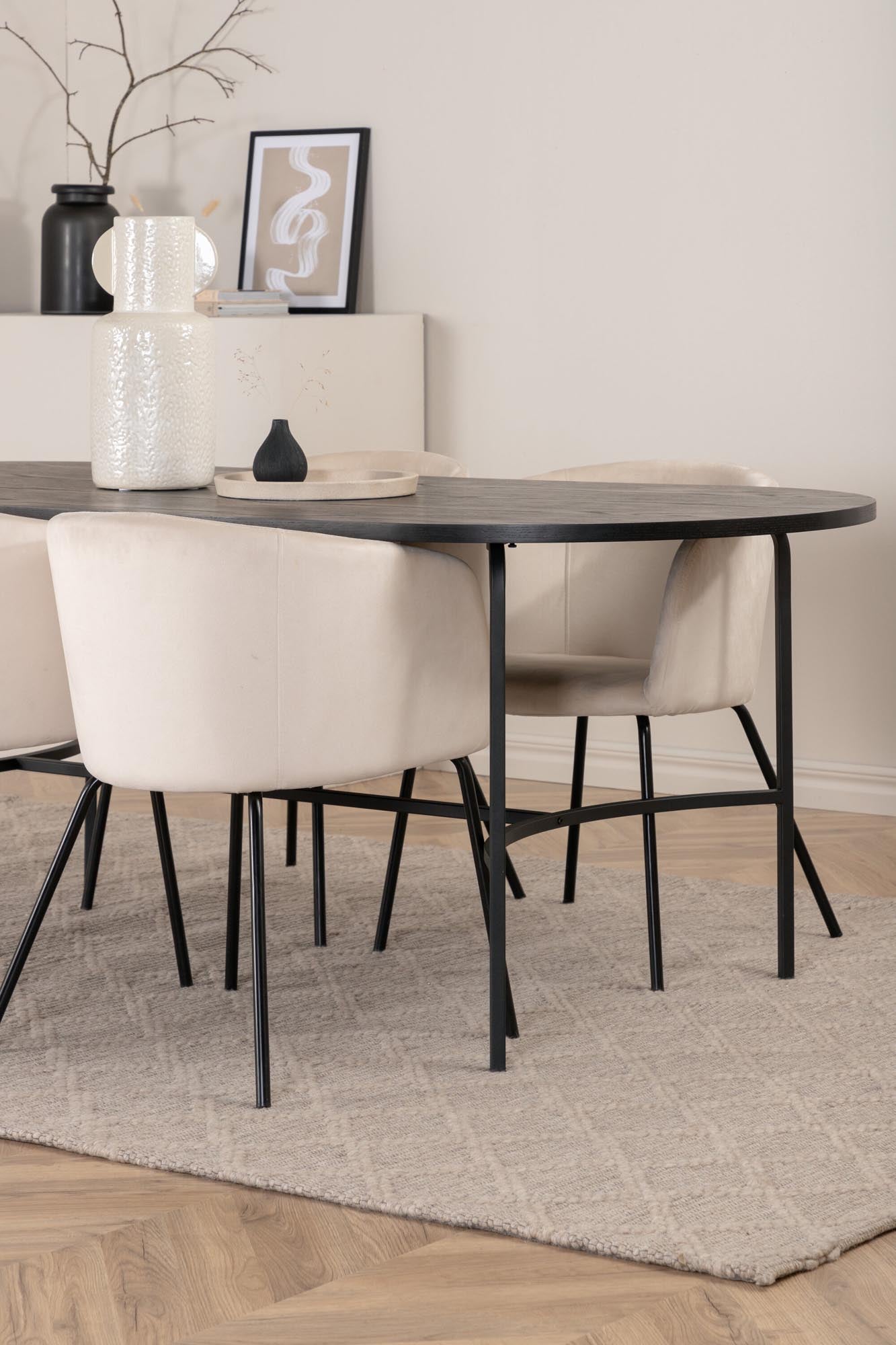 Skate Esszimmerset + Berit 200cm/4St. in Beige, Schwarz präsentiert im Onlineshop von KAQTU Design AG. Esszimmerset ist von Venture Home