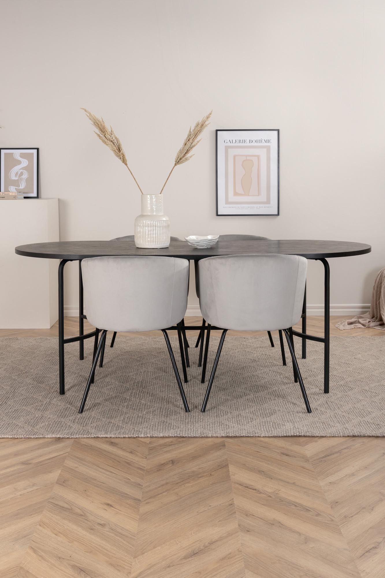 Skate Esszimmerset + Berit 200cm/4St. in Schwarzgrau präsentiert im Onlineshop von KAQTU Design AG. Esszimmerset ist von Venture Home