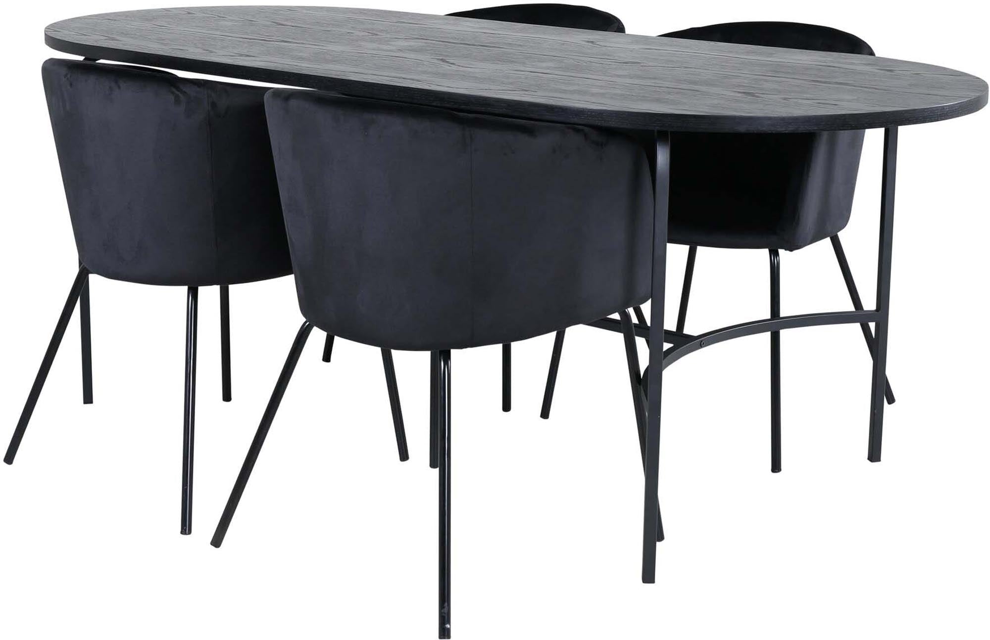 Skate Esszimmerset + Berit 200cm/4St. in Schwarz präsentiert im Onlineshop von KAQTU Design AG. Esszimmerset ist von Venture Home