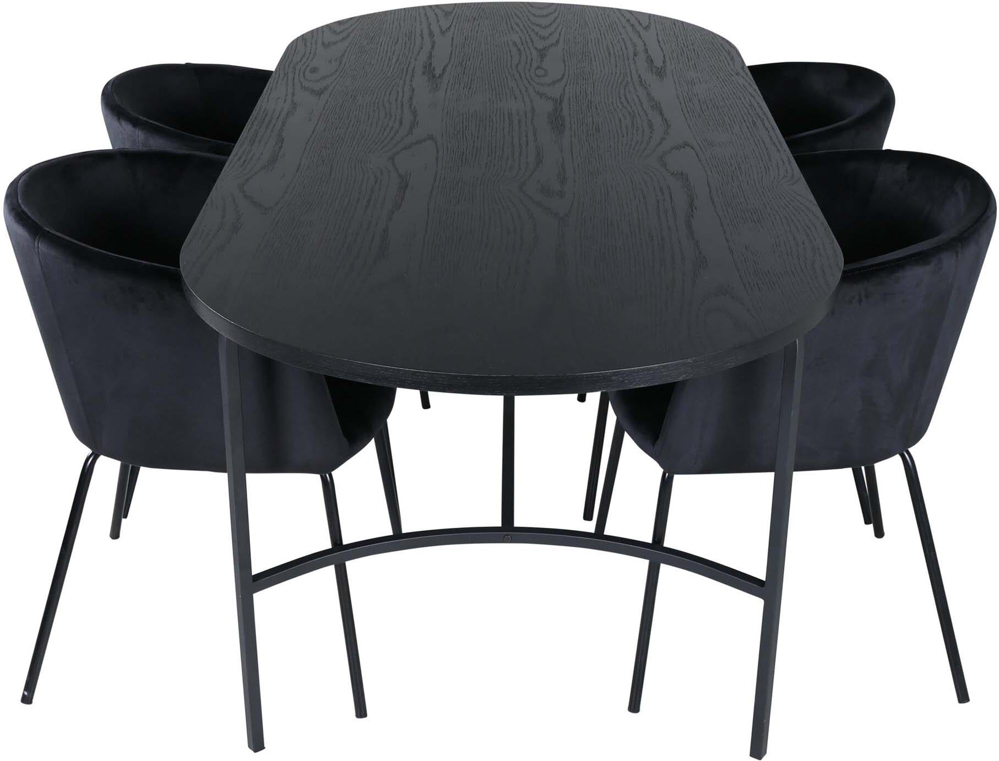 Skate Esszimmerset + Berit 200cm/4St. in Schwarz präsentiert im Onlineshop von KAQTU Design AG. Esszimmerset ist von Venture Home