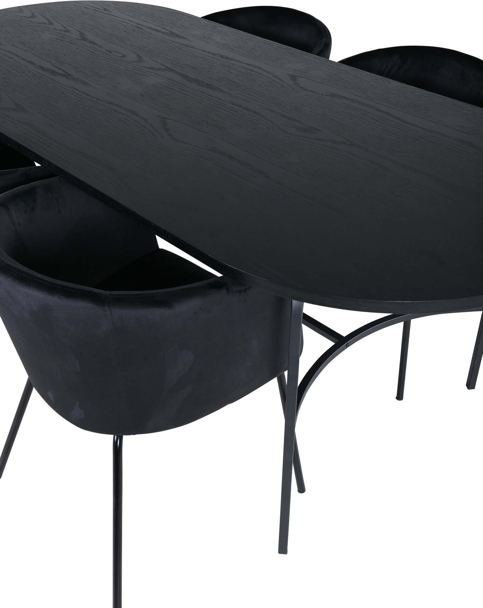 Skate Esszimmerset + Berit 200cm/4St. in Schwarz präsentiert im Onlineshop von KAQTU Design AG. Esszimmerset ist von Venture Home