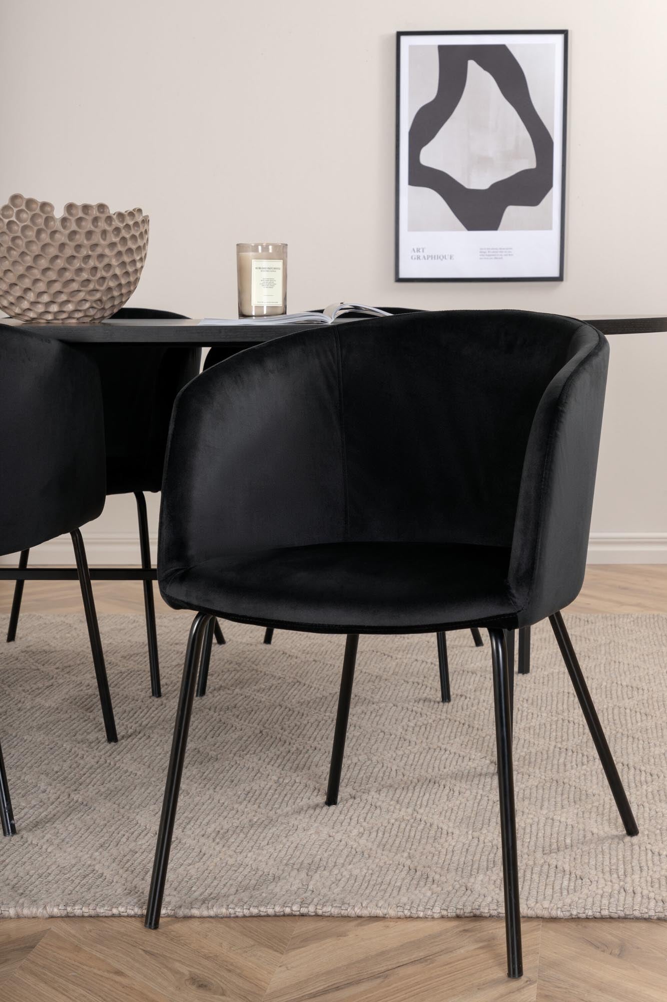 Skate Esszimmerset + Berit 200cm/4St. in Schwarz präsentiert im Onlineshop von KAQTU Design AG. Esszimmerset ist von Venture Home