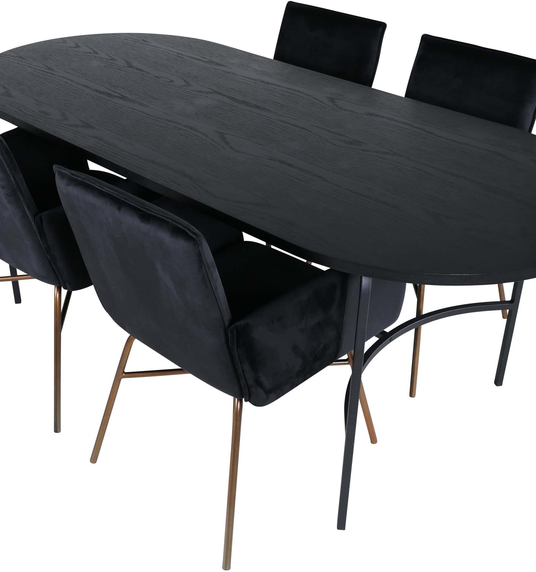 Skate Esszimmerset + Petra 200cm/4St. in Schwarz, Kupfer präsentiert im Onlineshop von KAQTU Design AG. Esszimmerset ist von Venture Home
