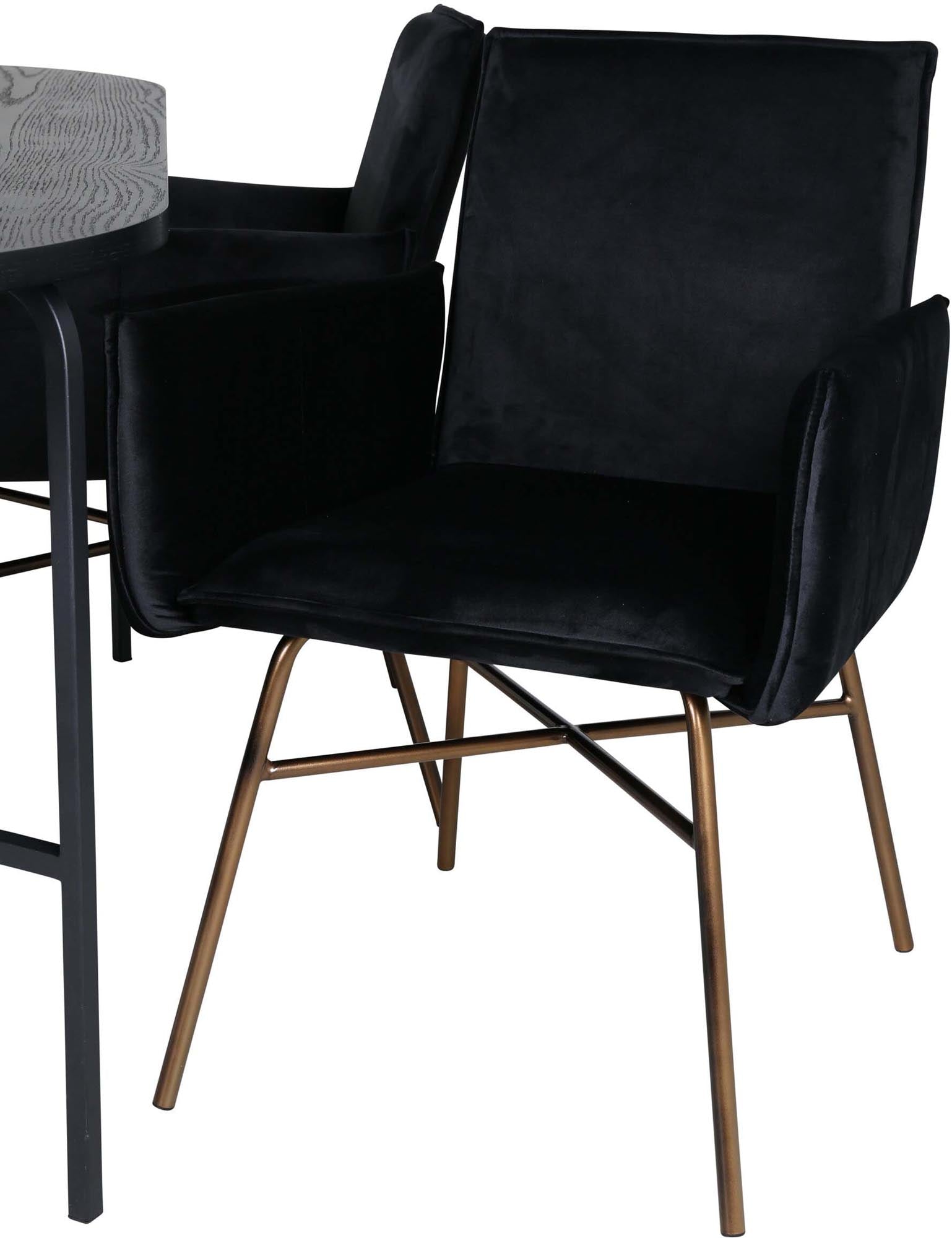 Skate Esszimmerset + Petra 200cm/4St. in Schwarz, Kupfer präsentiert im Onlineshop von KAQTU Design AG. Esszimmerset ist von Venture Home