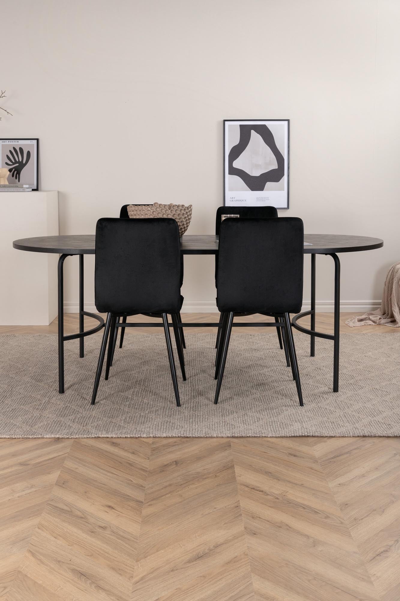 Skate Esszimmerset + Windu 200cm/4St. in Schwarz präsentiert im Onlineshop von KAQTU Design AG. Esszimmerset ist von Venture Home