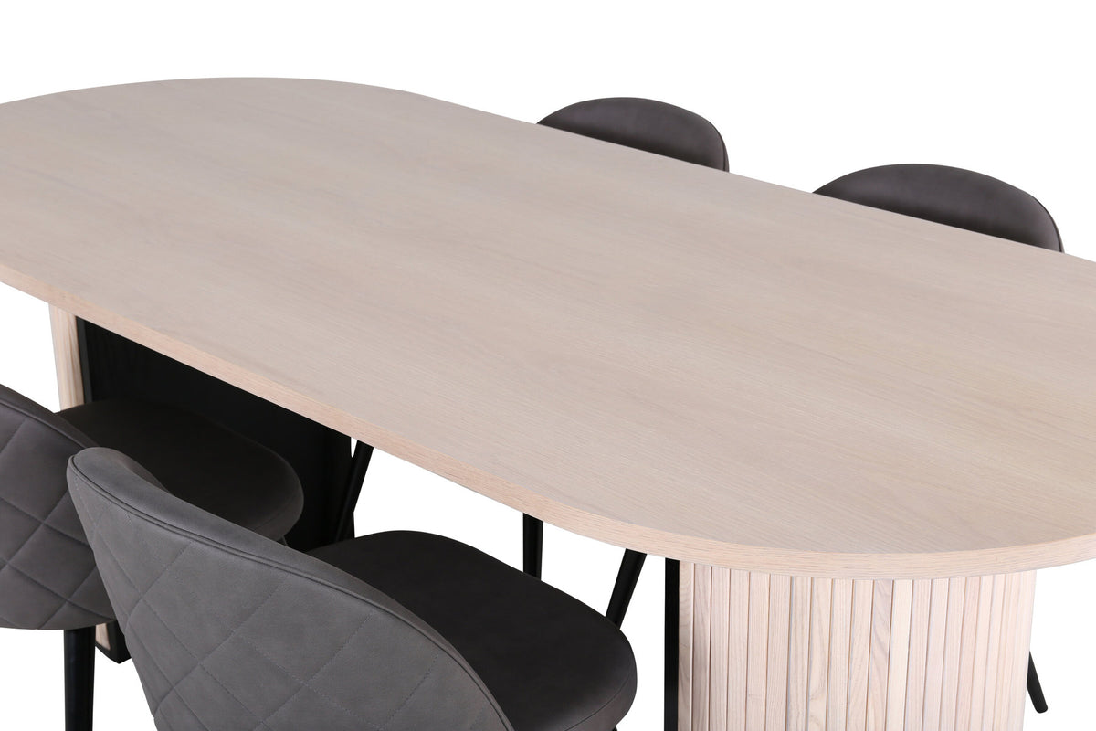 Bianca Esszimmerset + Velvet 200cm/4St. in Weiss / Grau präsentiert im Onlineshop von KAQTU Design AG. Esszimmerset ist von Venture Home