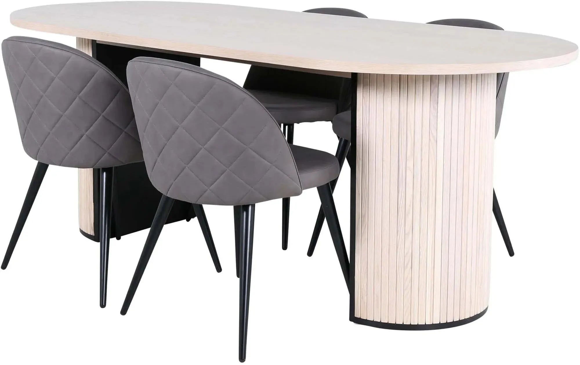 Elegantes Bianca Esszimmerset: 200cm Tisch mit 4 Samtstühlen.