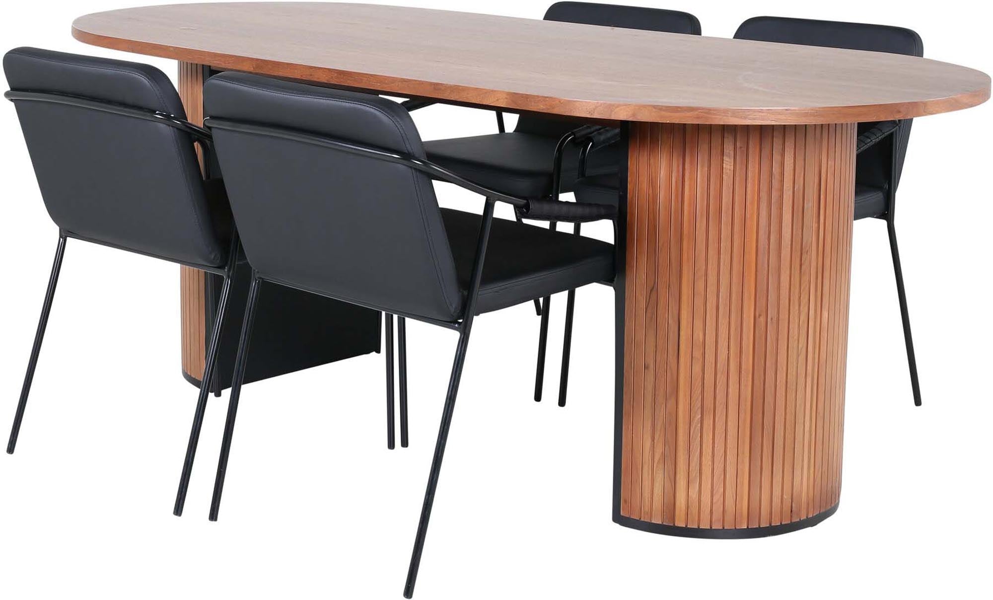 Bianca Esszimmerset + Tvist 200cm/4St. in Walnuss / Schwarz präsentiert im Onlineshop von KAQTU Design AG. Esszimmerset ist von Venture Home