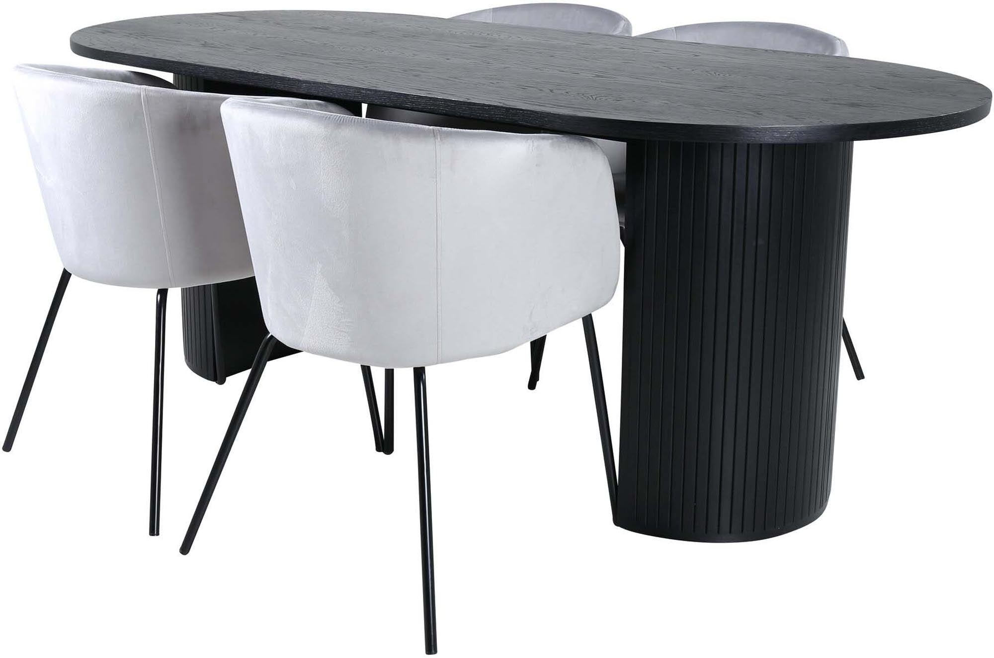 Bianca Esszimmerset + Berit 200cm/4St. in Schwarz präsentiert im Onlineshop von KAQTU Design AG. Esszimmerset ist von Venture Home
