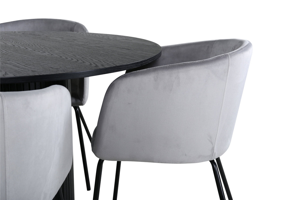 Bianca Esszimmerset + Berit ⌀110cm/4St. in Schwarz / Grau präsentiert im Onlineshop von KAQTU Design AG. Esszimmerset ist von Venture Home