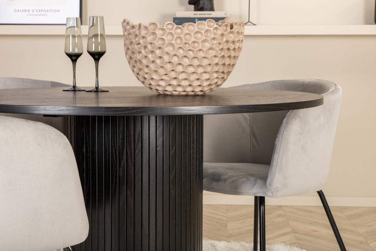 Bianca Esszimmerset + Berit ⌀110cm/4St. in Schwarz / Grau präsentiert im Onlineshop von KAQTU Design AG. Esszimmerset ist von Venture Home