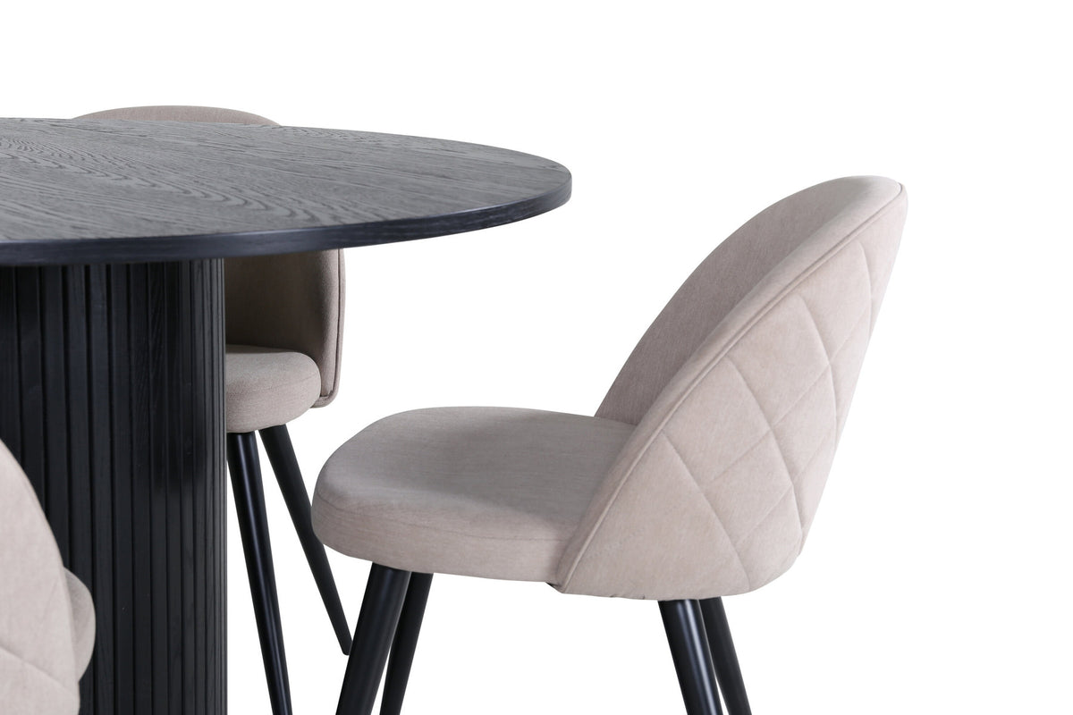 Bianca Esszimmerset + Velvet ⌀110cm/4St. in Beige, Schwarz präsentiert im Onlineshop von KAQTU Design AG. Esszimmerset ist von Venture Home