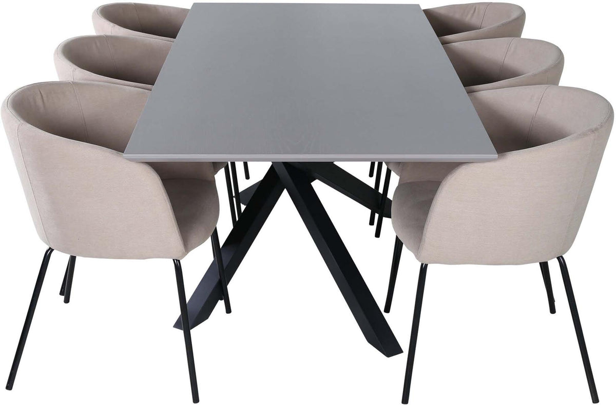 Piazza Esszimmerset + Berit 180cm/6St. in Grau / Beige präsentiert im Onlineshop von KAQTU Design AG. Esszimmerset ist von Venture Home