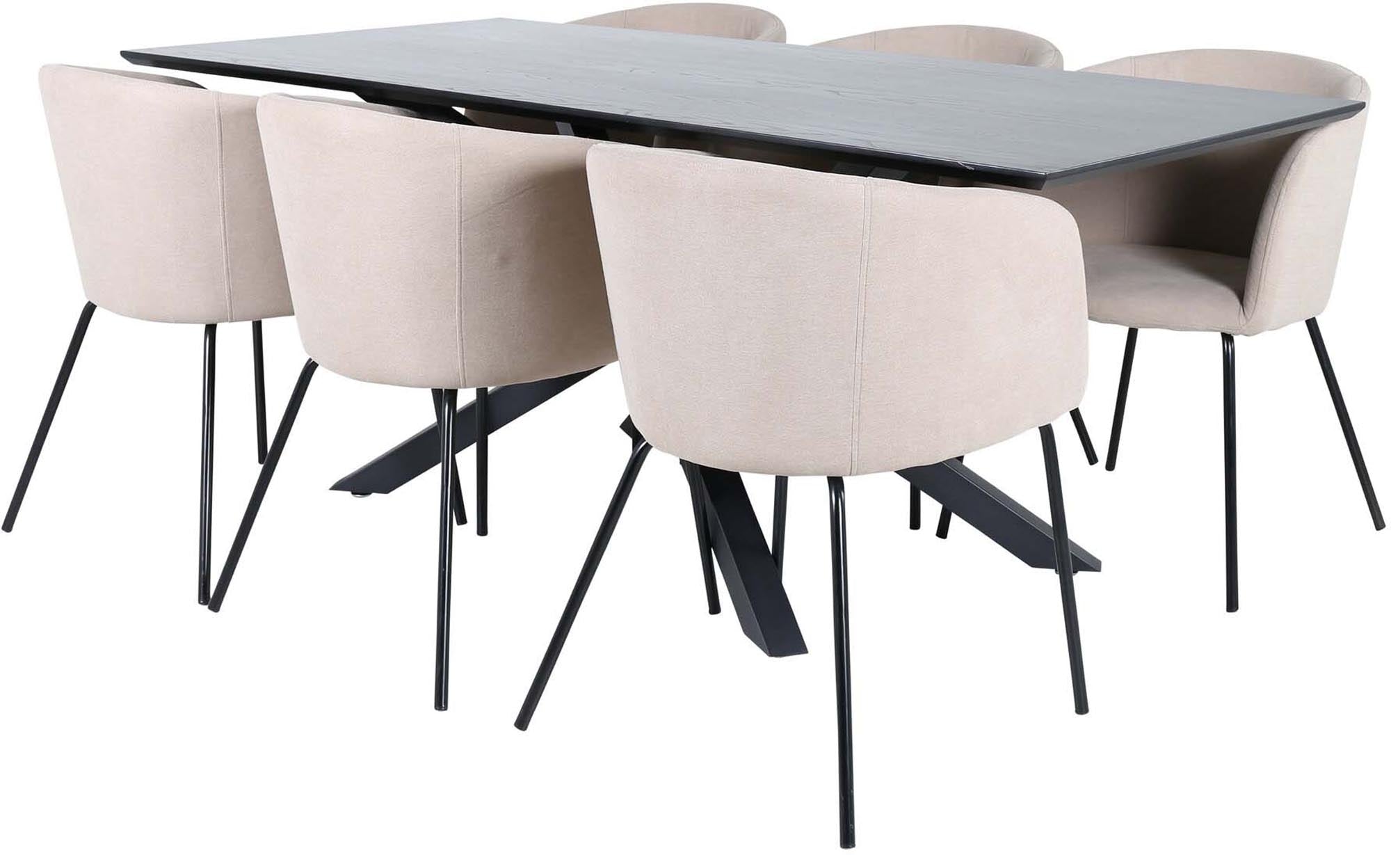 Entdecken Sie das elegante Piazza Esszimmerset + Berit 180cm/6St. von Venture Home. Luxuriöser Esstisch und komfortable Stühle für stilvolle Esszimmer.