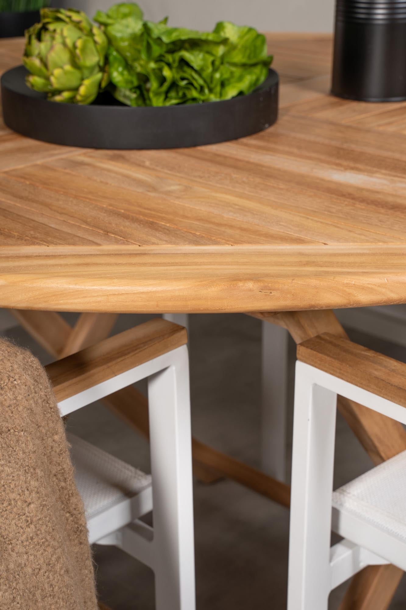 Outdoor-Tischset Kenya + Texas ⌀120cm/4St. in Weiss präsentiert im Onlineshop von KAQTU Design AG. Gartentischset ist von Venture Home