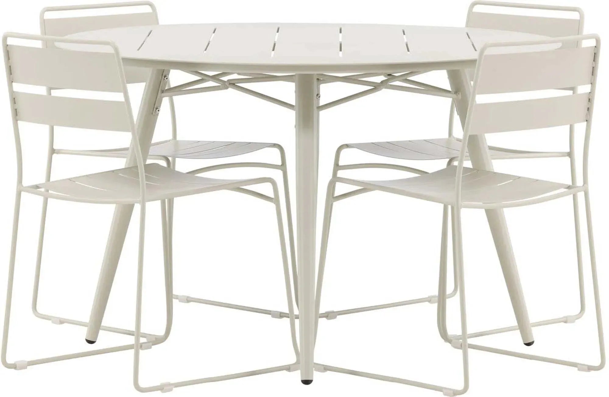 Stilvolles Lina Outdoor-Tischset ⌀120cm/4St. von Venture Home: Modernes Design, wetterfest, ideal für gesellige Abende im Freien.