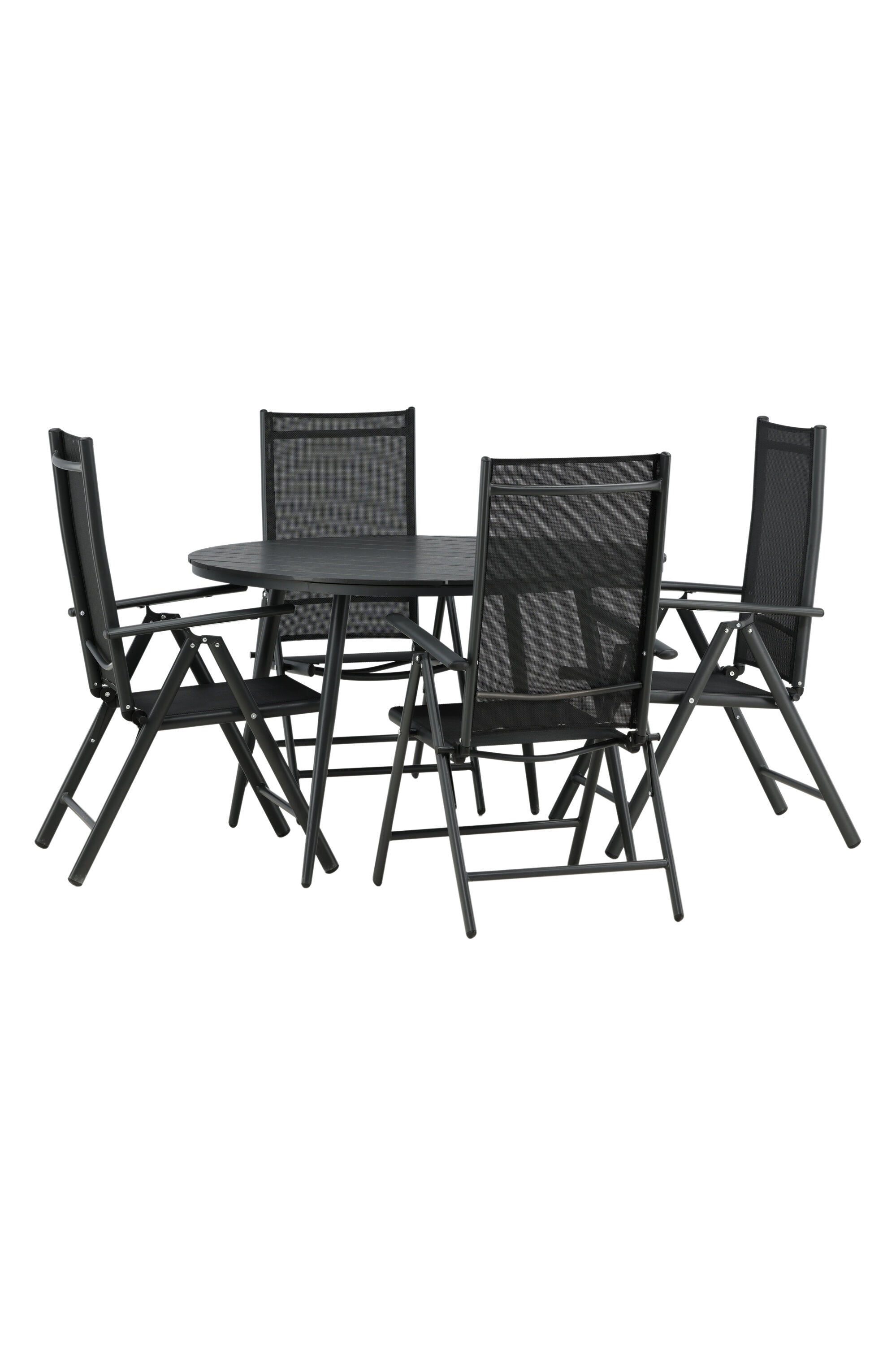 Break Outdoor-Tischset ⌀120cm/4St. in Schwarz präsentiert im Onlineshop von KAQTU Design AG. Gartentischset ist von Venture Home