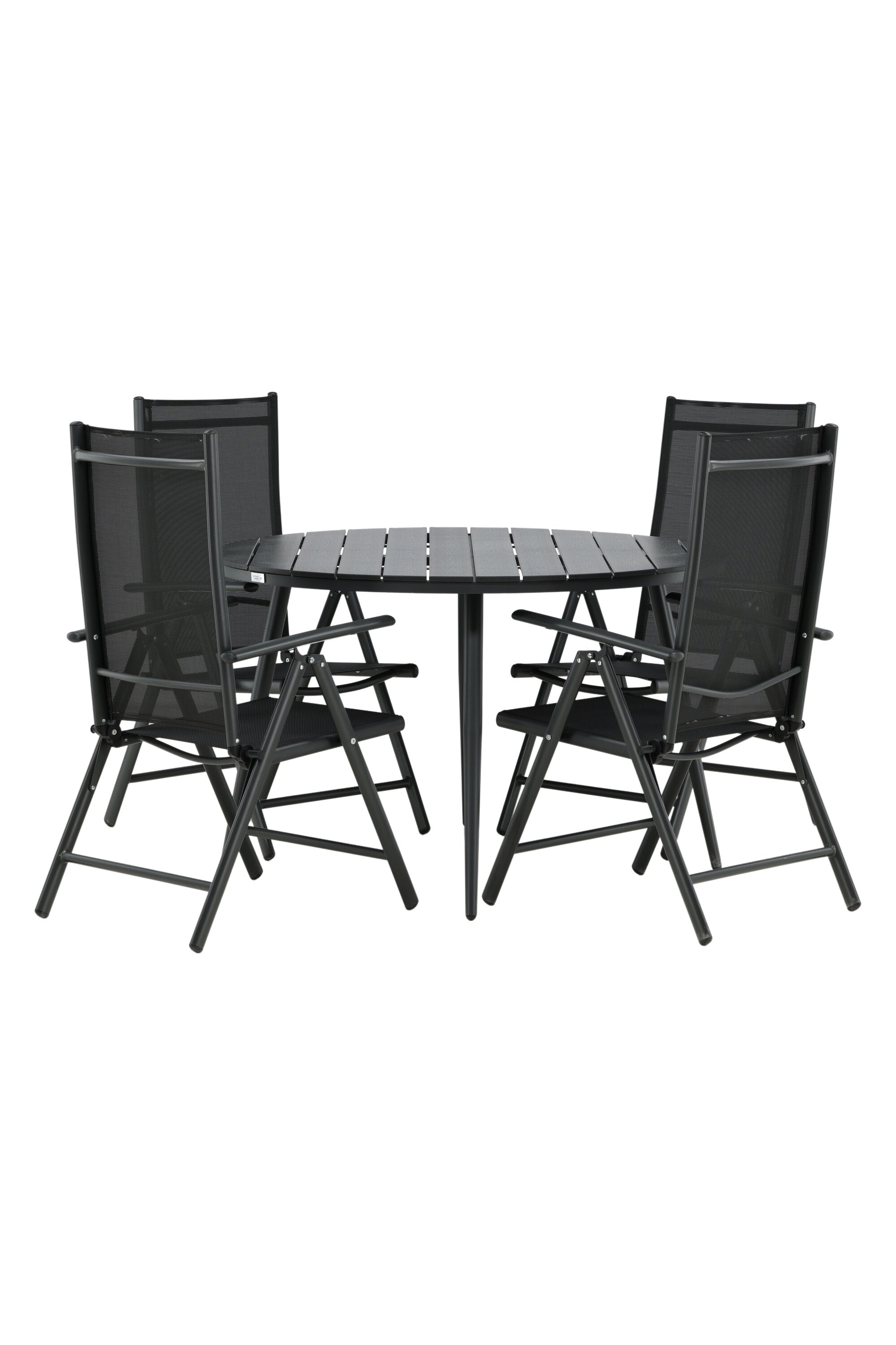 Break Outdoor-Tischset ⌀120cm/4St. in Schwarz präsentiert im Onlineshop von KAQTU Design AG. Gartentischset ist von Venture Home